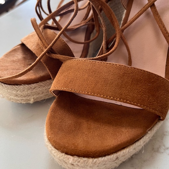 Women's Wedge Platform Espadrille Open Toe Lace-Up Sandals, Cross Strap - Picture 7 of 7